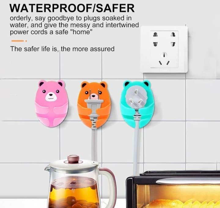 4Pcs Hooks Holders Wall-Mounted Wall Hanging Plug Socket Holder