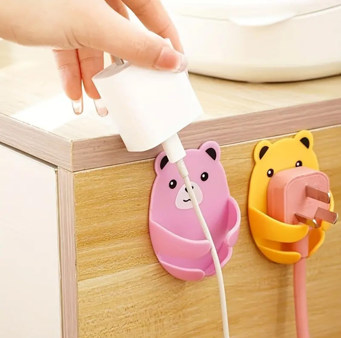 4Pcs Hooks Holders Wall-Mounted Wall Hanging Plug Socket Holder