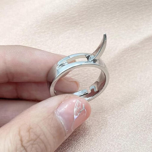 Unisex Stainless Steel Ring With Foldable Blade