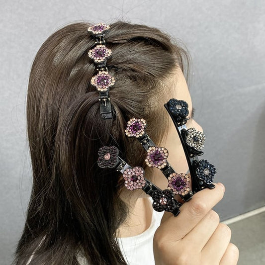 Sparkling Crystal Stone Braided Hair Clips (Pack of 3)