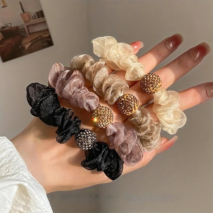 Elegant Rhinestone Mesh Hair Ties (PACK OF 2)