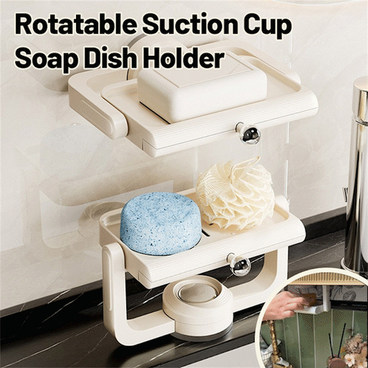 🔥2025 New Arrival👍Rotatable Suction Cup Soap Dish Holder