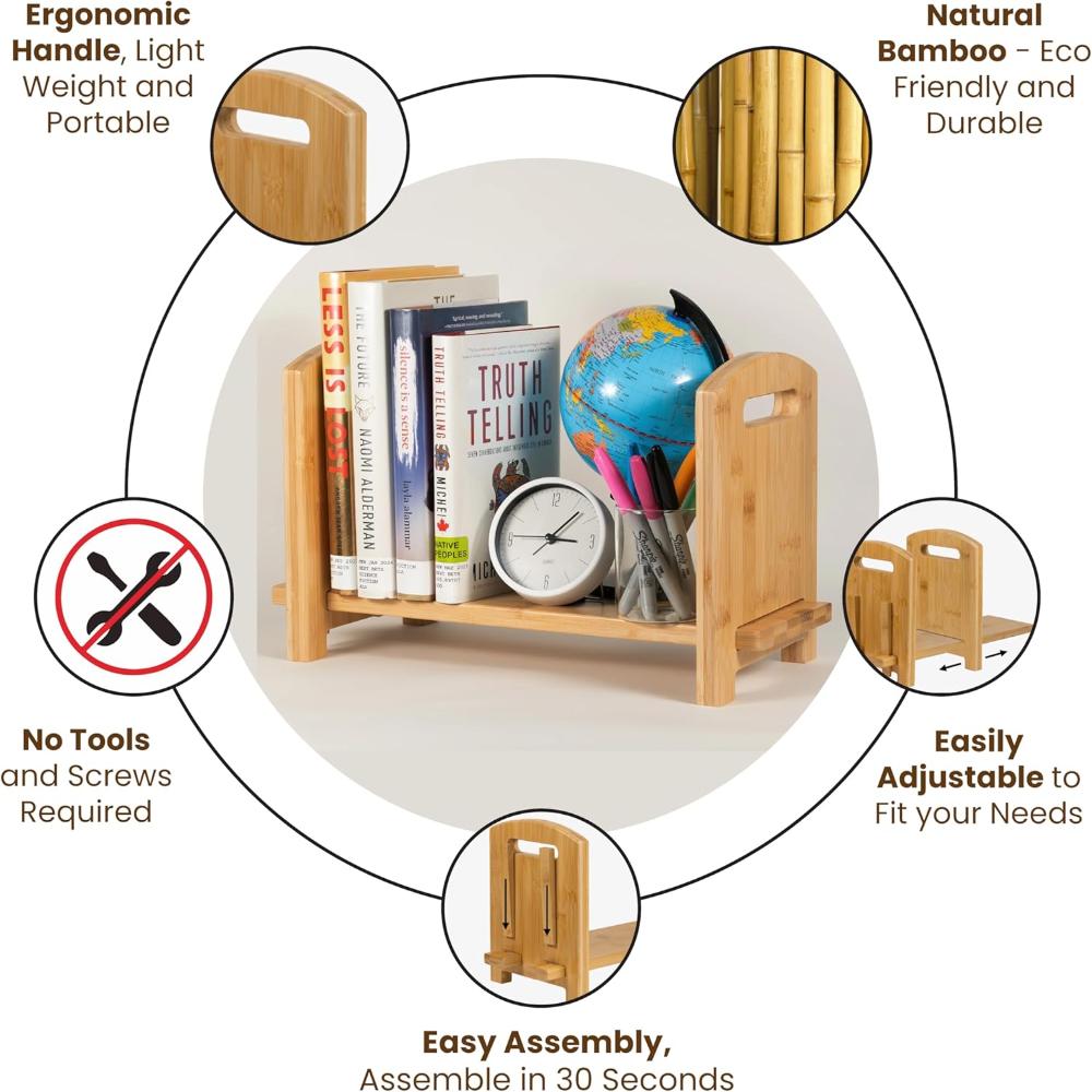 Adjustable Desktop Bookshelf