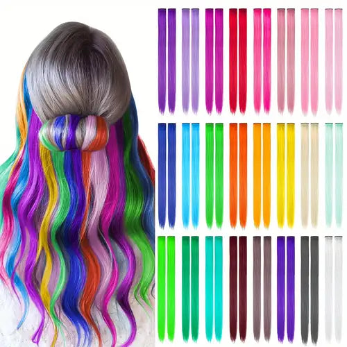 10Pc Colored Highlight Synthetic Hair Extensions