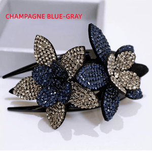 Rhinestone Double Flower Hair Clip