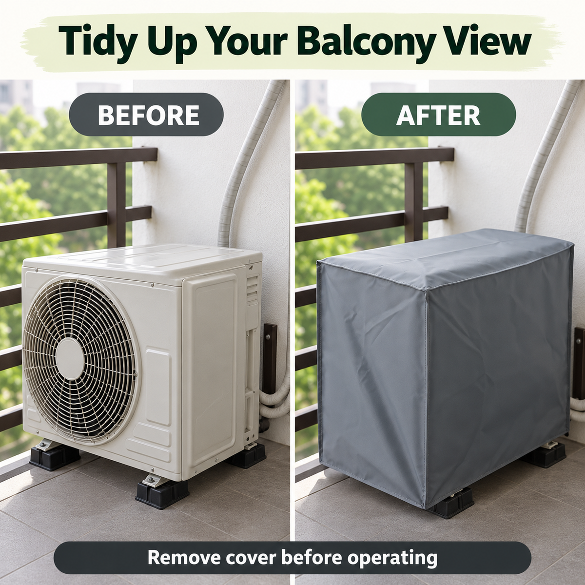 Floral Indoor & Grey Outdoor AC Cover Set