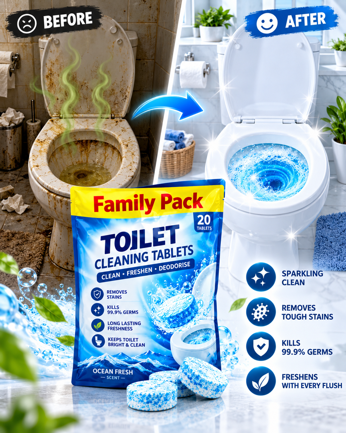 🚽 Family Pack Toilet Cleaning Tablets 💙