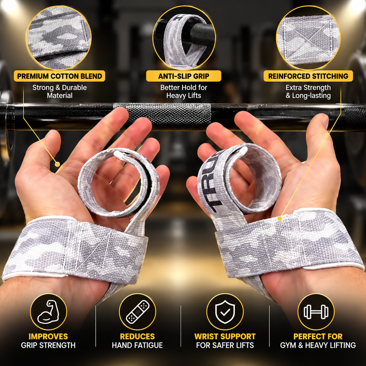 Premium Gym Lifting Straps – Anti-Slip Grip & Wrist Support for Heavy Weightlifting
