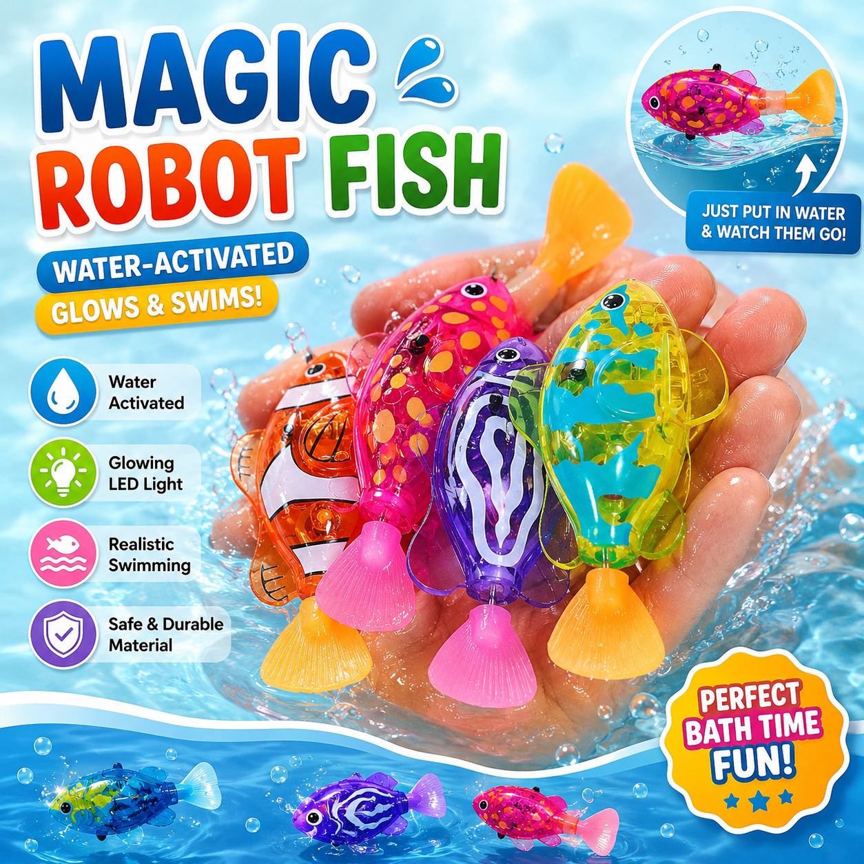 Colorful Robot Fish Waterproof Aquarium Bath