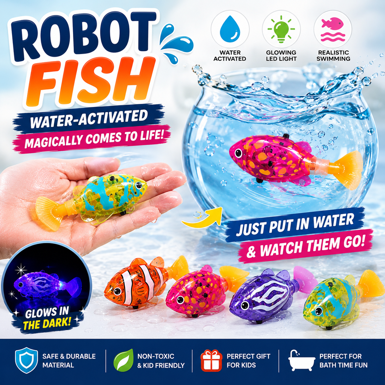Colorful Robot Fish Waterproof Aquarium Bath