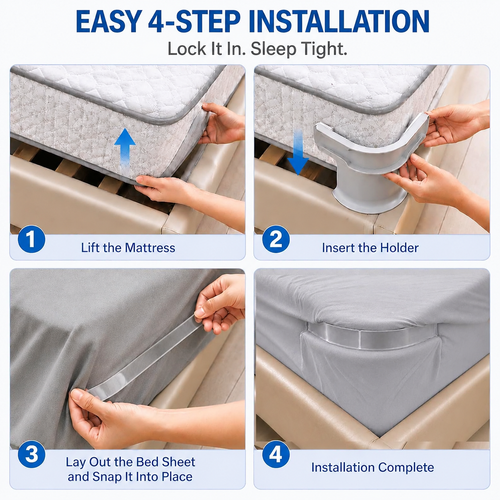 Heavy Duty Bedsheet Corner Tightener Clips with Lock Strips
