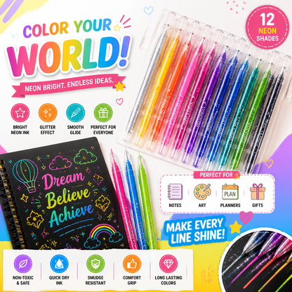 Neon Reusable Glitter Pen Collection ✨🎨