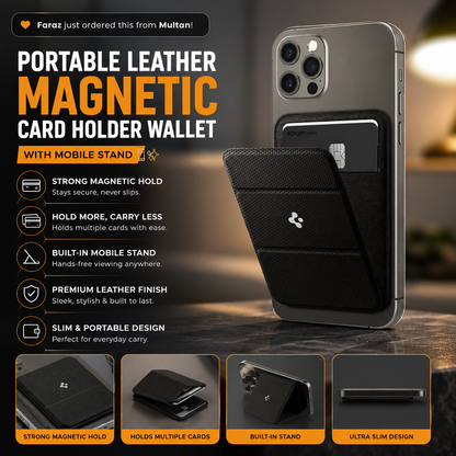 Portable Magnetic Card Holder Wallet With Mobile Stand