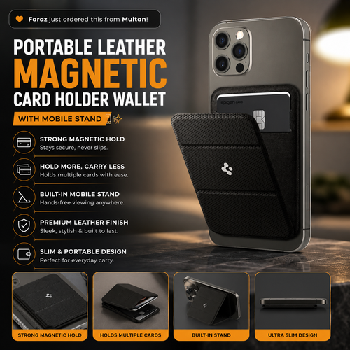 Portable Magnetic Card Holder Wallet With Mobile Stand