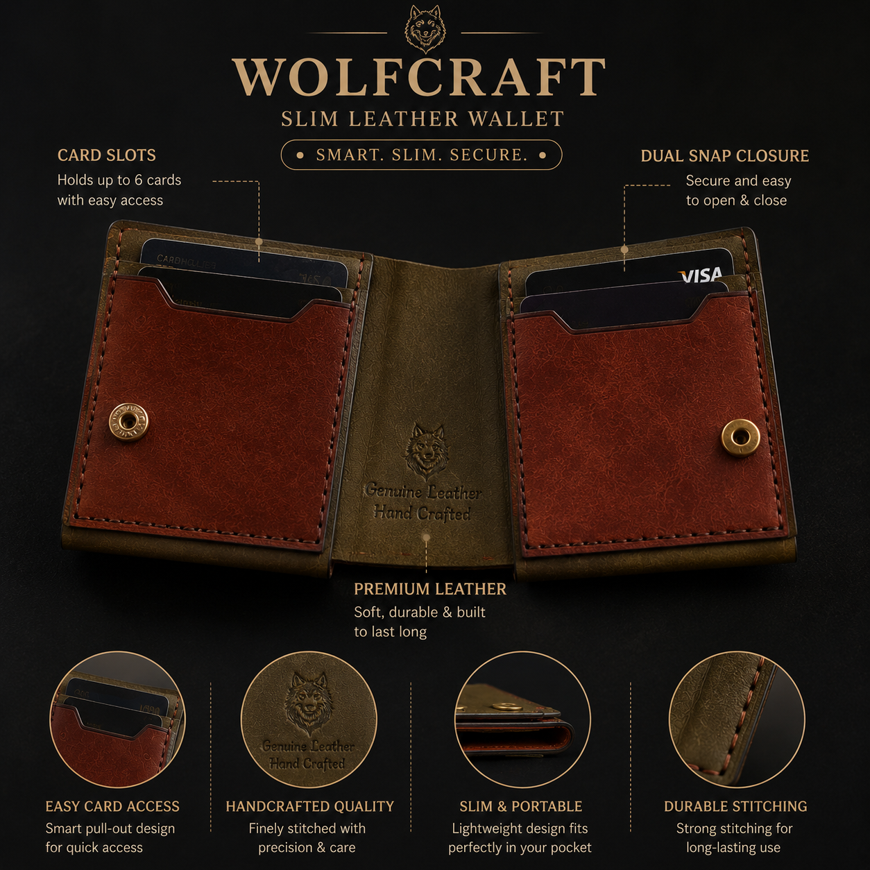 WolfCraft Slim Leather Wallet