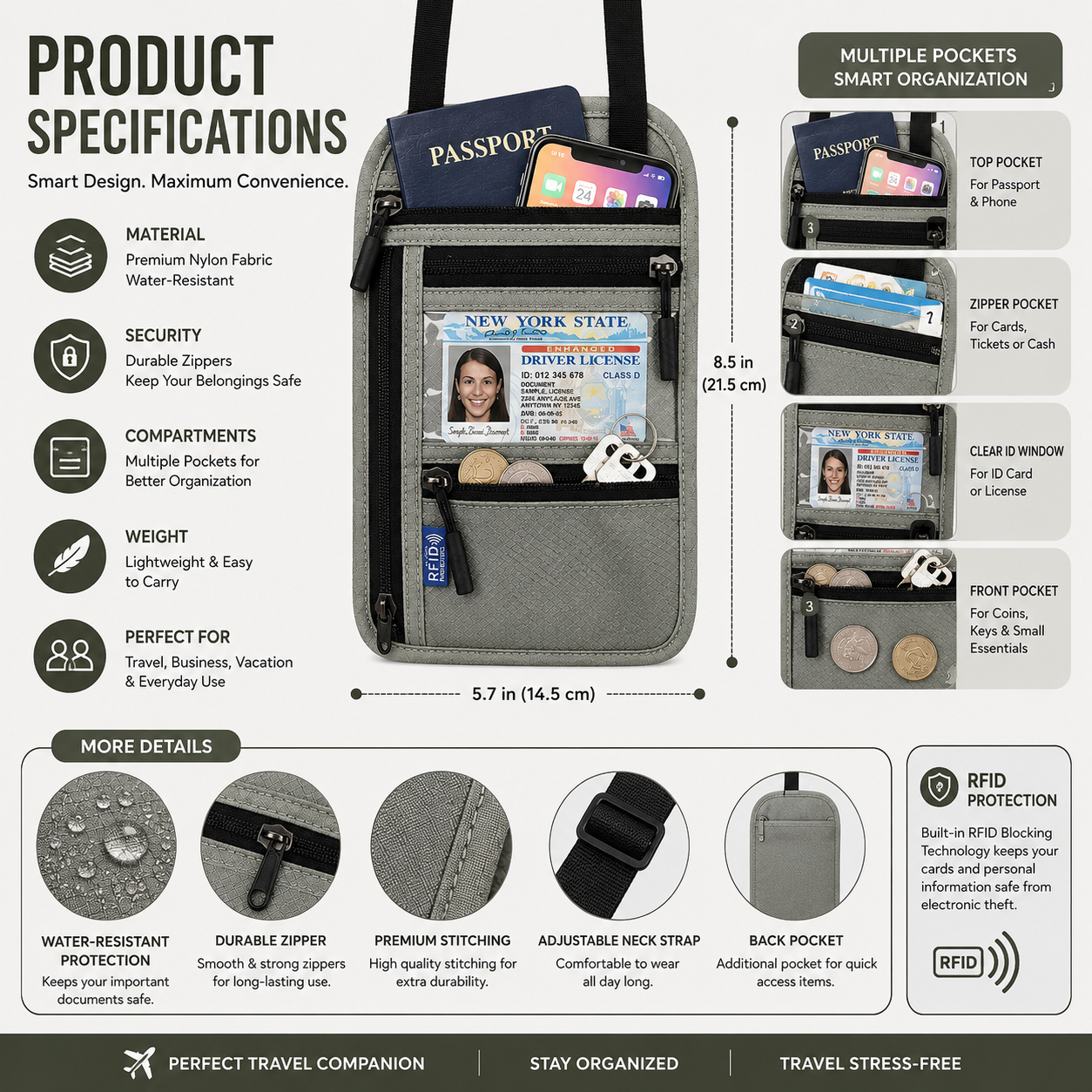Travel Document Organizer Pouch