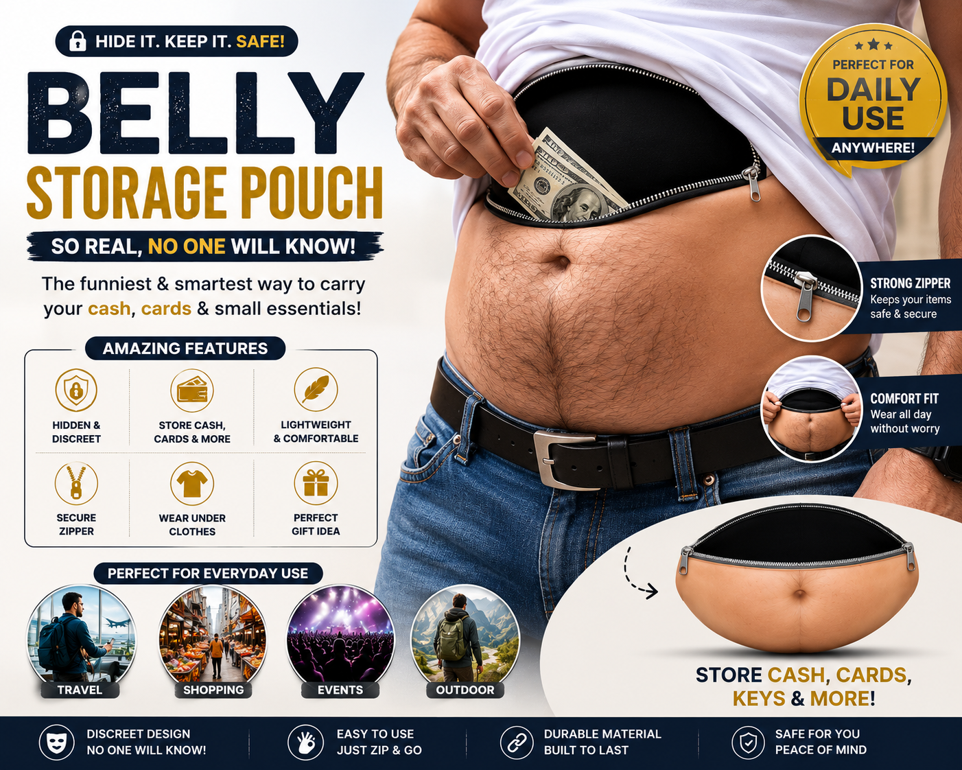 💰 Belly Money Storage Pouch