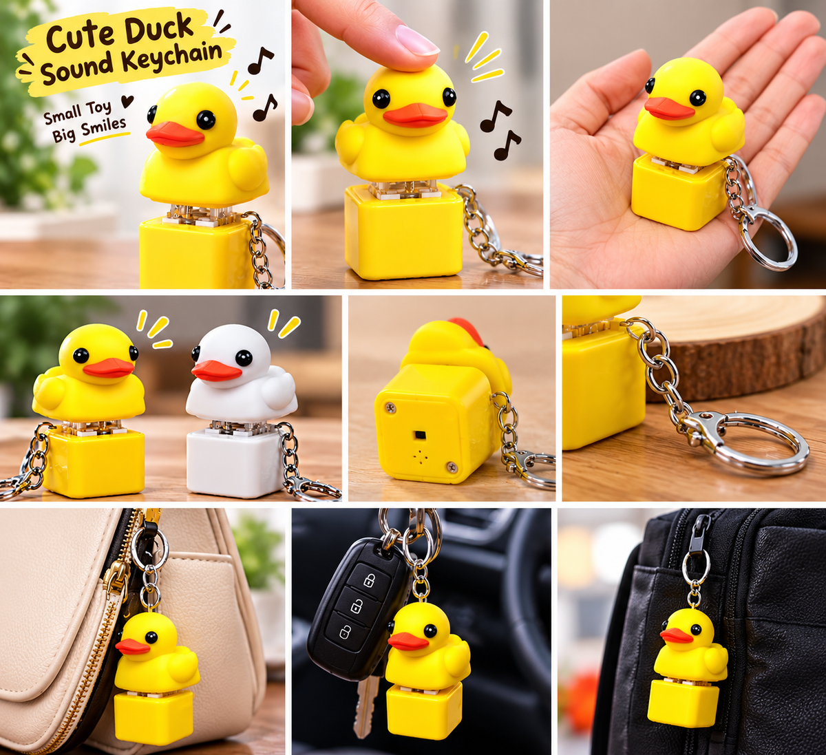 Cute Yellow Duck Sound Keychain – Adorable Press-to-Sound Mini Toy 🐤🔊