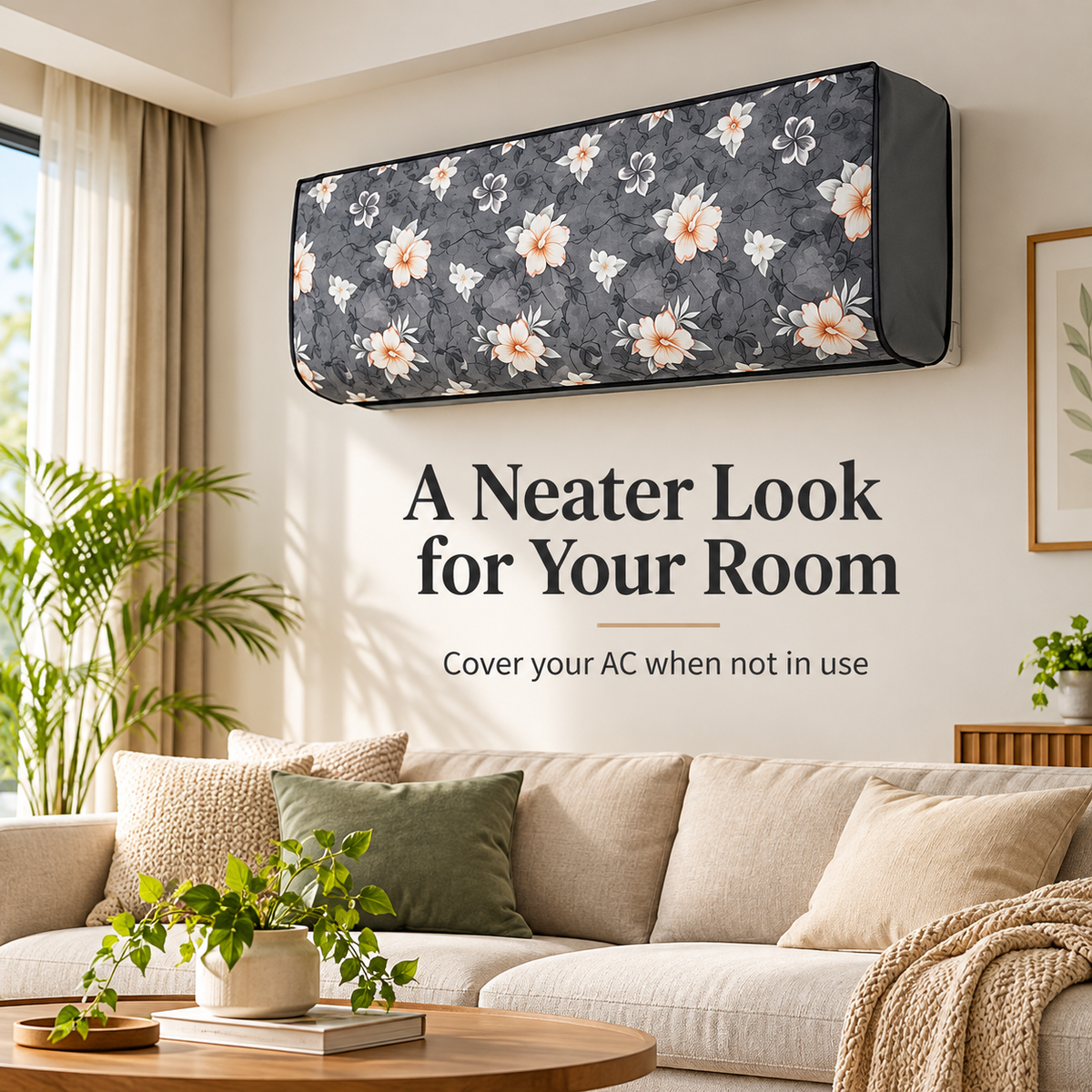 Floral Indoor & Grey Outdoor AC Cover Set – Distinct Pk