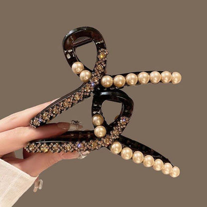✨ Elegant Pearl &amp; Crystal Hair Claw Clip ✨