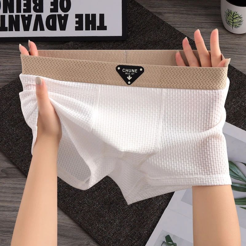 Men’s Waffle Boxer Briefs with Breathable Design and Elastic Waist