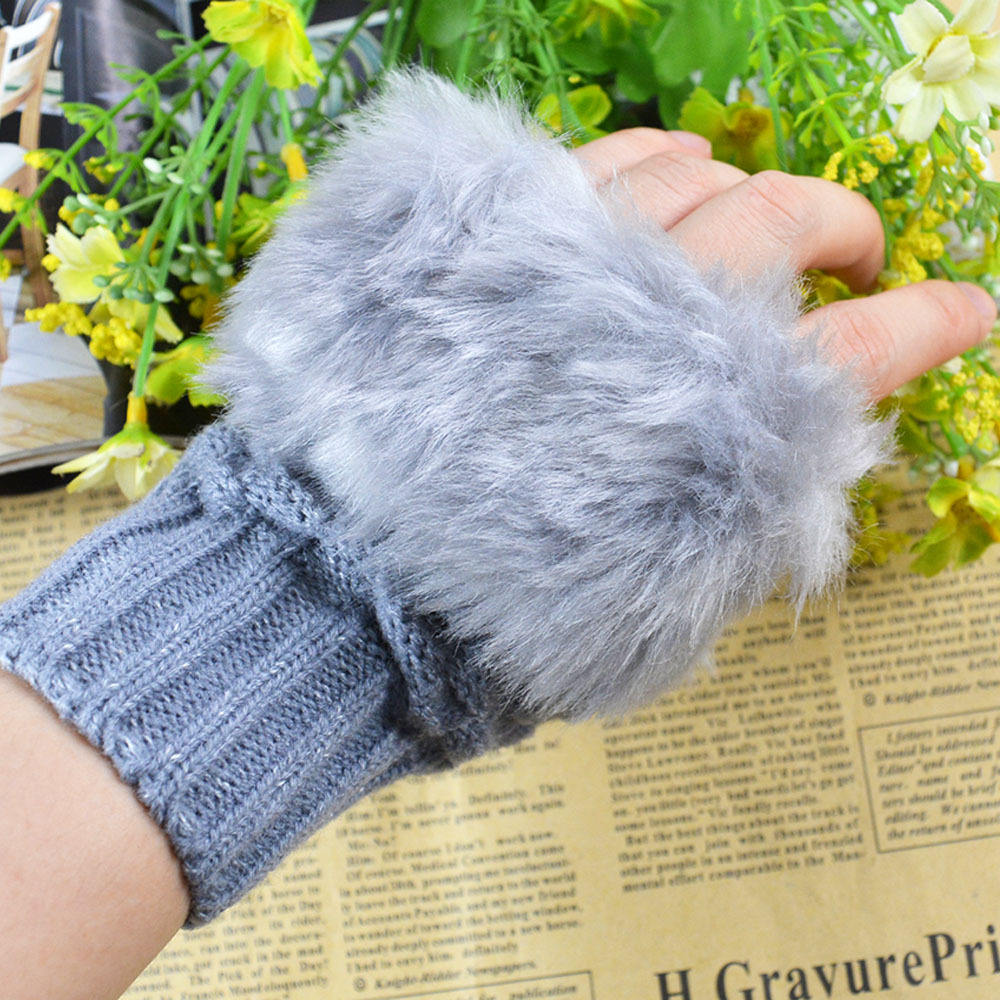 Women Faux Rabbit Fur Glove