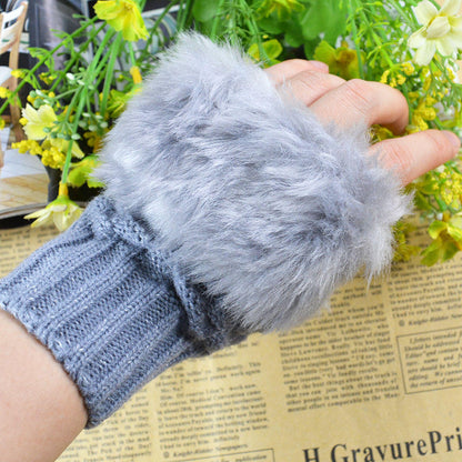 Women Faux Rabbit Fur Glove