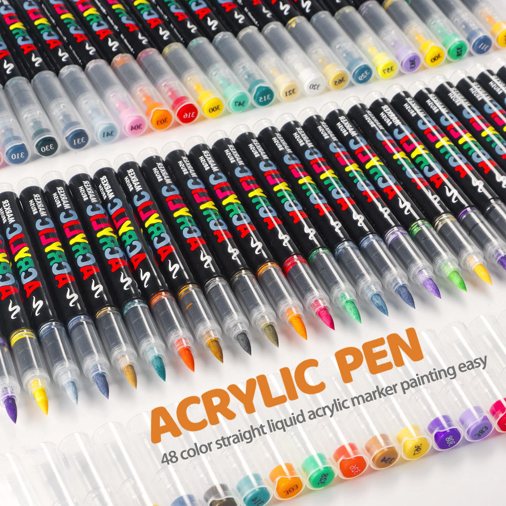 🎨 Acrylic Brush Markers – 12 Color Set 🖌️✨