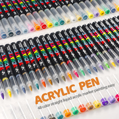 🎨 Acrylic Brush Markers – 12 Color Set 🖌️✨