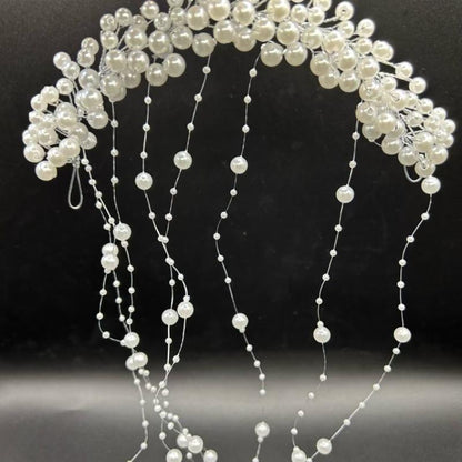 Bridal Pearl & Crystal Cascading Hairpiece