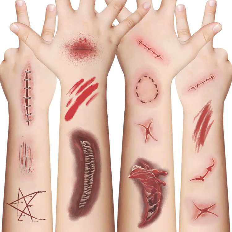 🩸 Horror Wound Tattoos Set 🕸️