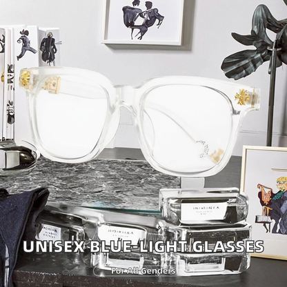 Blue Light Filter Eyeglasses with Fashion Metal Accents