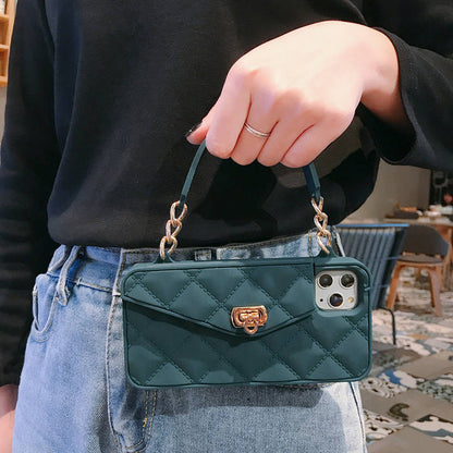 Girly Crossbody Purse Mobile Phone Cover Luxury Designer Silicon Wallet Phone case Strap for iPhone 11 12 13 14 15 16 Pro Max