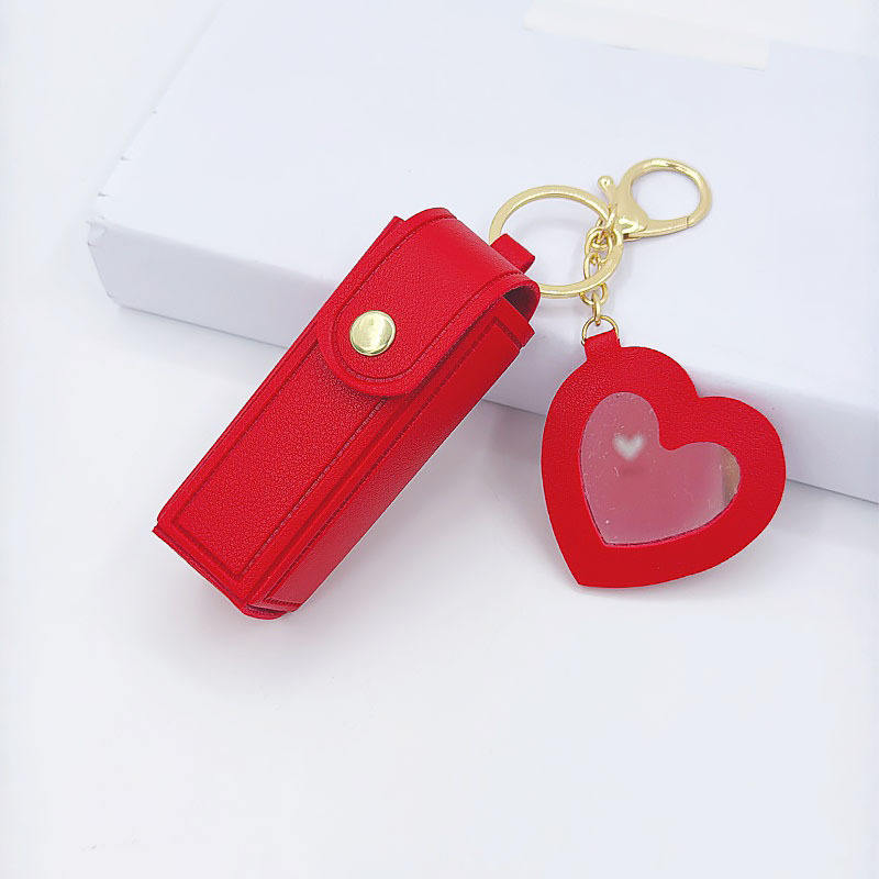 High Quality Love Shape PU Leather Makeup Keychain💼
