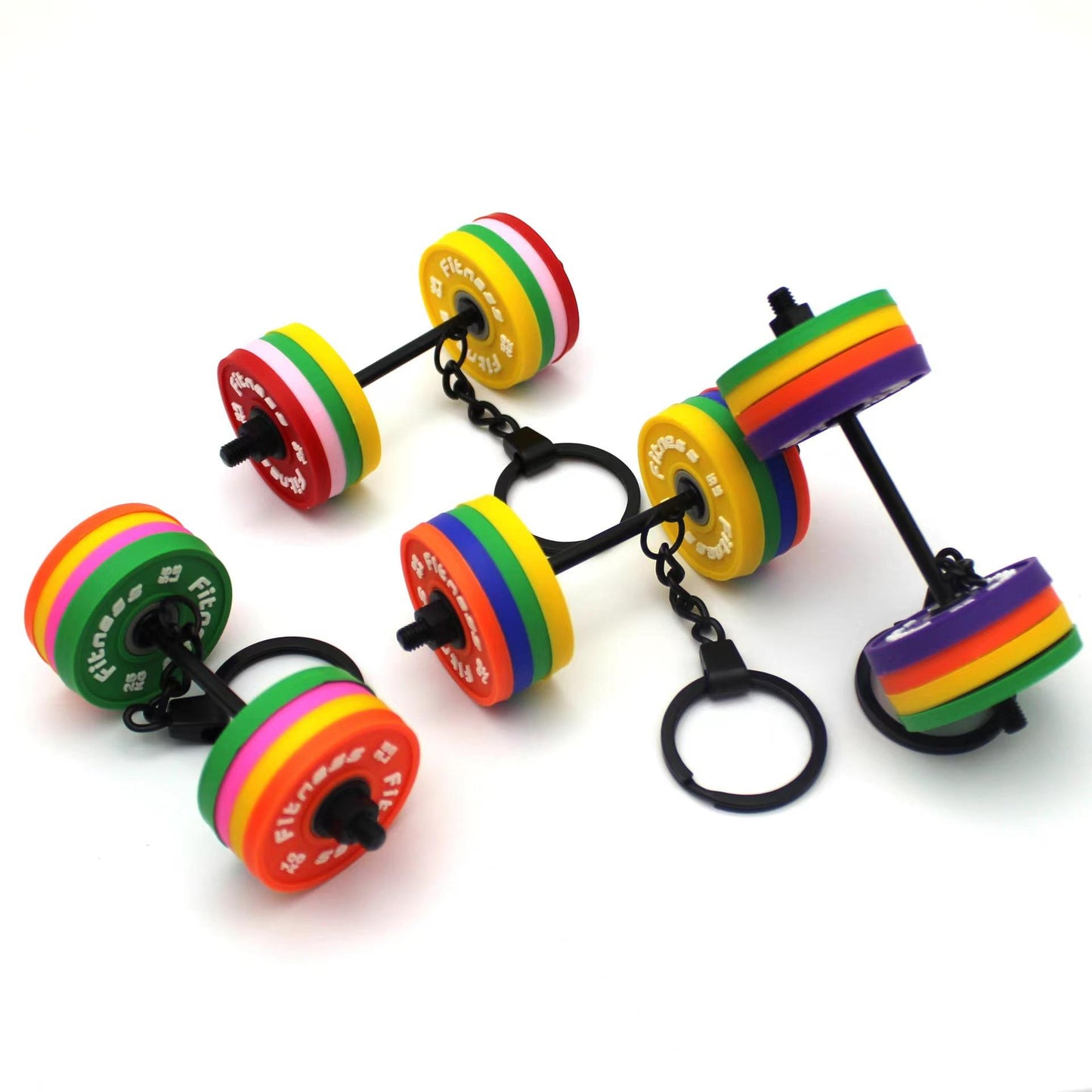 Gym-Themed Multicolor Weight Keychain 🏋️✨