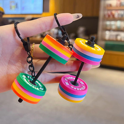 Gym-Themed Multicolor Weight Keychain 🏋️✨