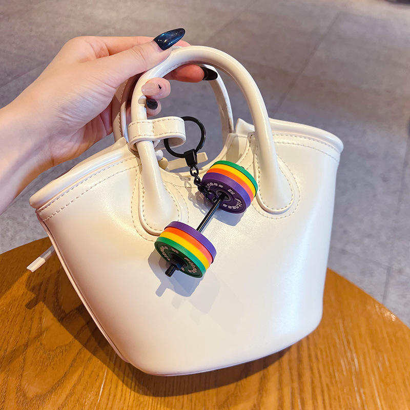 Gym-Themed Multicolor Weight Keychain 🏋️✨