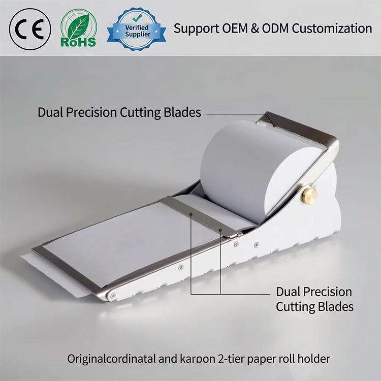 Mech Custom Paper Dispenser Sharp Cutting Edge Stable Flat Base Design Adjustable Roller Spindle Kraft Paper Roll Dispenser