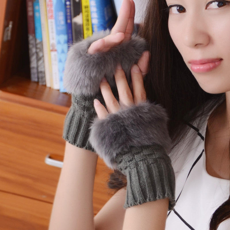 Women Faux Rabbit Fur Glove