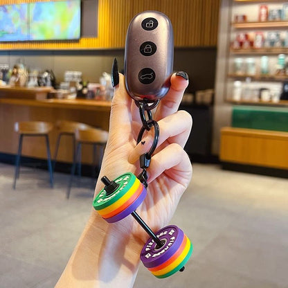 Gym-Themed Multicolor Weight Keychain 🏋️✨