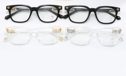Blue Light Filter Eyeglasses with Fashion Metal Accents
