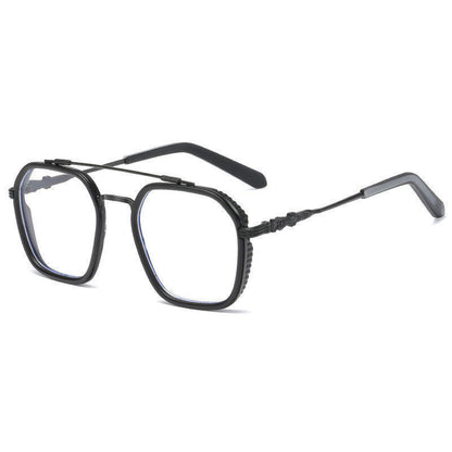Matte Black Geometric Eyeglasses – Lightweight Double-Bridge Frame