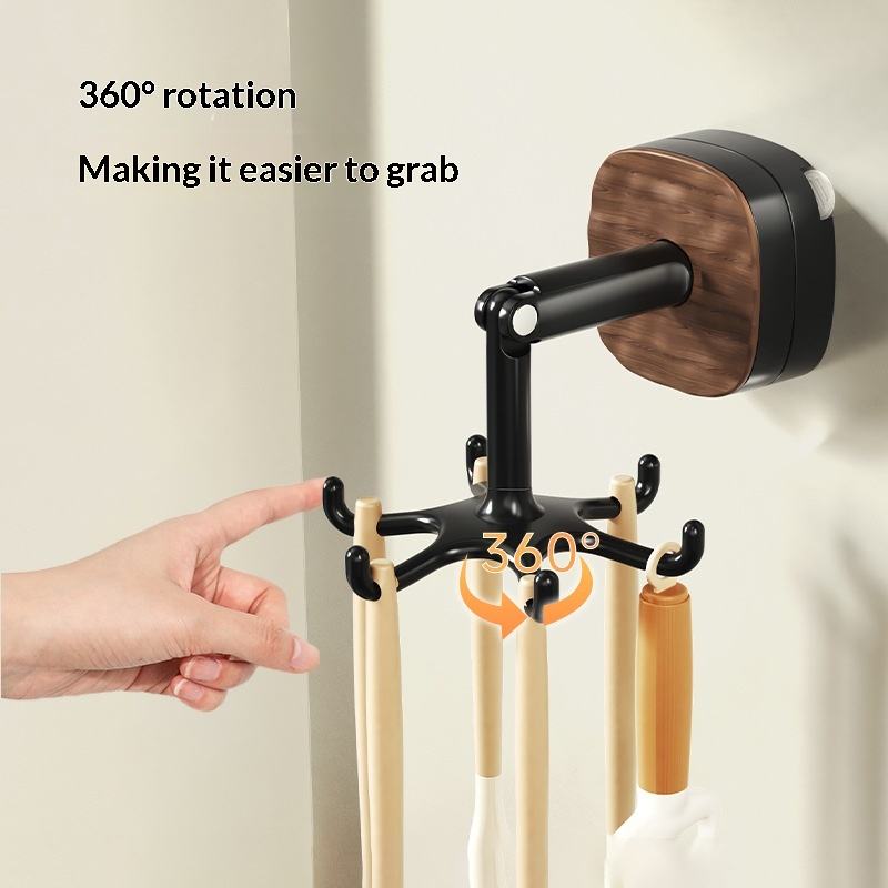 360° Rotating Wall-Mounted Multi-Hook Organizer