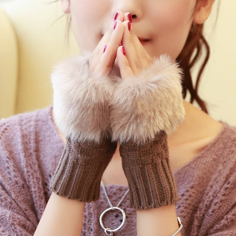 Women Faux Rabbit Fur Glove