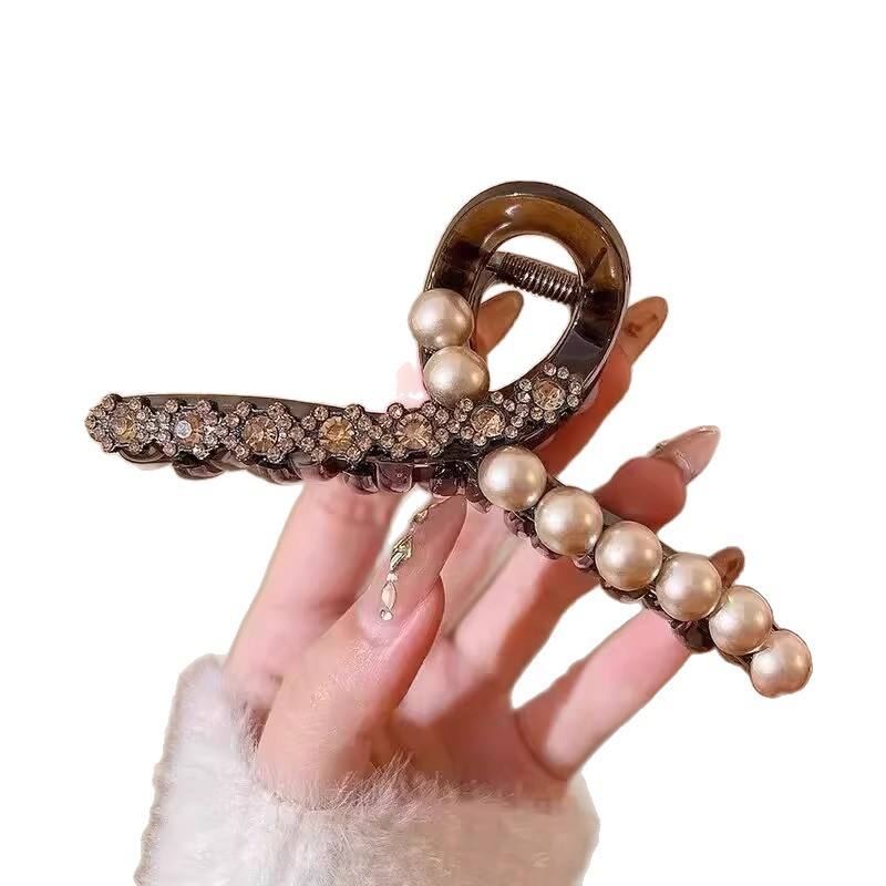✨ Elegant Pearl &amp; Crystal Hair Claw Clip ✨
