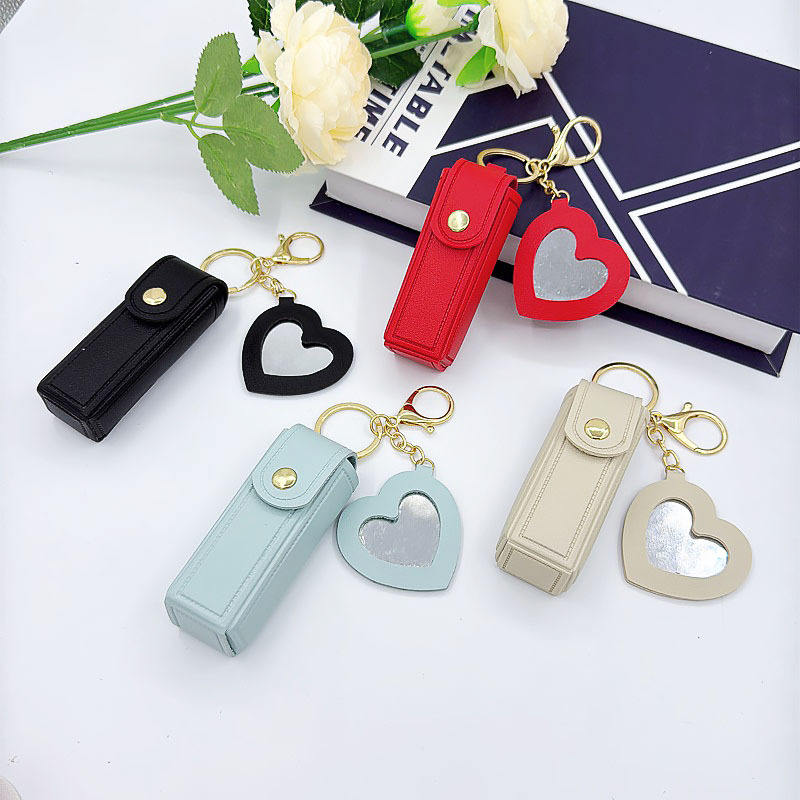High Quality Love Shape PU Leather Makeup Keychain💼