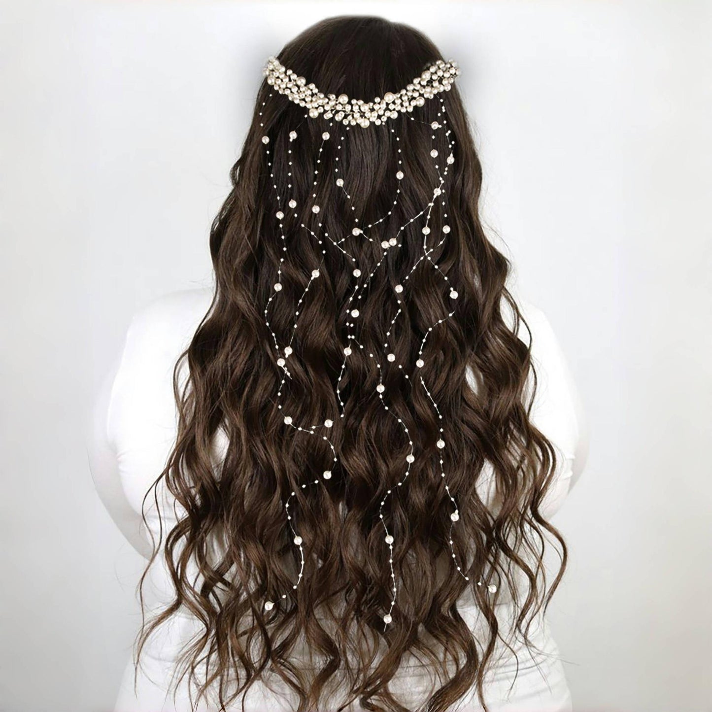 Bridal Pearl & Crystal Cascading Hairpiece