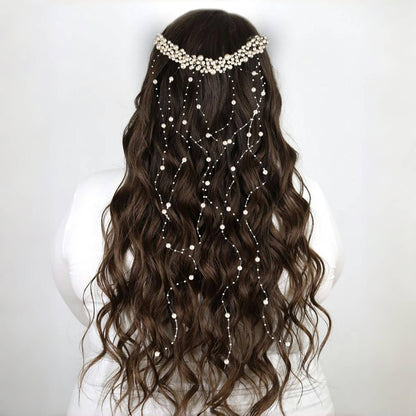 Bridal Pearl & Crystal Cascading Hairpiece