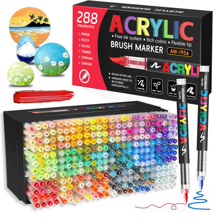 🎨 Acrylic Brush Markers – 12 Color Set 🖌️✨