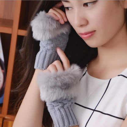 Women Faux Rabbit Fur Glove